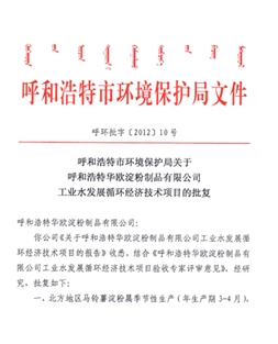 工業(yè)水發(fā)展循環(huán)經(jīng)濟技術項目的批復